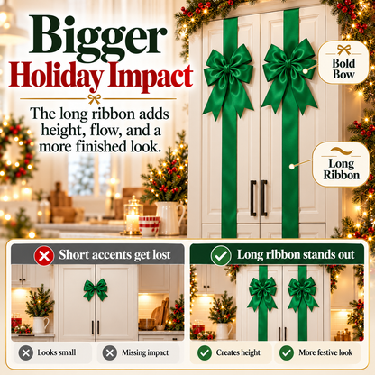 🎀CHRISTMAS BOW RIBBON DECORATION🎄- FESTIVE DOOR & CABINET DECOR FOR THE HOLIDAYS