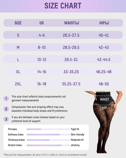 High-Waisted Floral Lace Shaping Tights