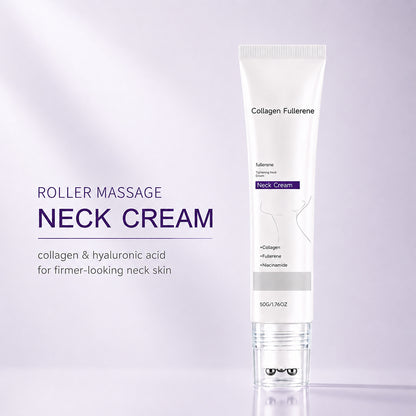 Roller Massage Neck Cream, Collagen & Hyaluronic Acid for Neck Skin Firming & Fine Line Smoothing