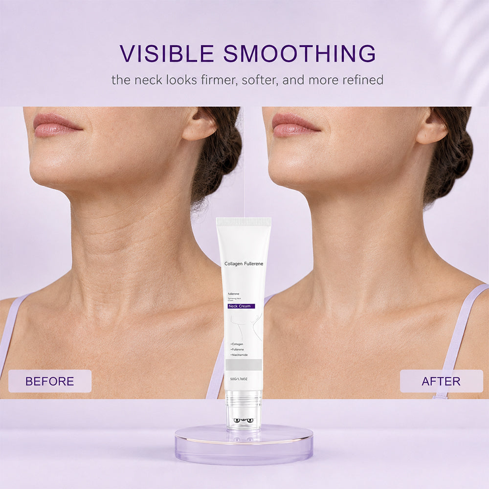 Roller Massage Neck Cream, Collagen & Hyaluronic Acid for Neck Skin Firming & Fine Line Smoothing