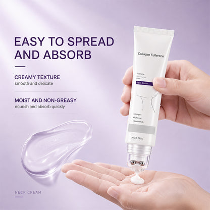 Roller Massage Neck Cream, Collagen & Hyaluronic Acid for Neck Skin Firming & Fine Line Smoothing