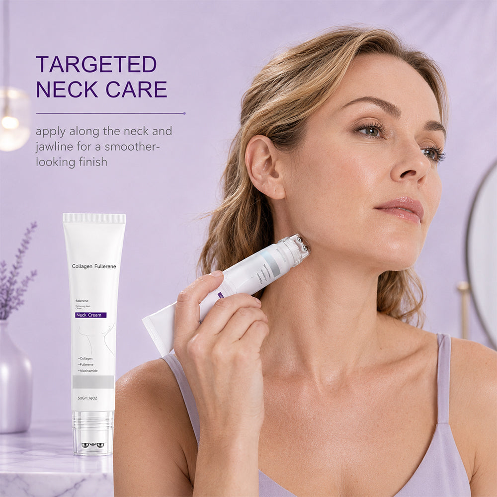 Roller Massage Neck Cream, Collagen & Hyaluronic Acid for Neck Skin Firming & Fine Line Smoothing
