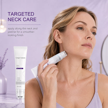 Roller Massage Neck Cream, Collagen & Hyaluronic Acid for Neck Skin Firming & Fine Line Smoothing