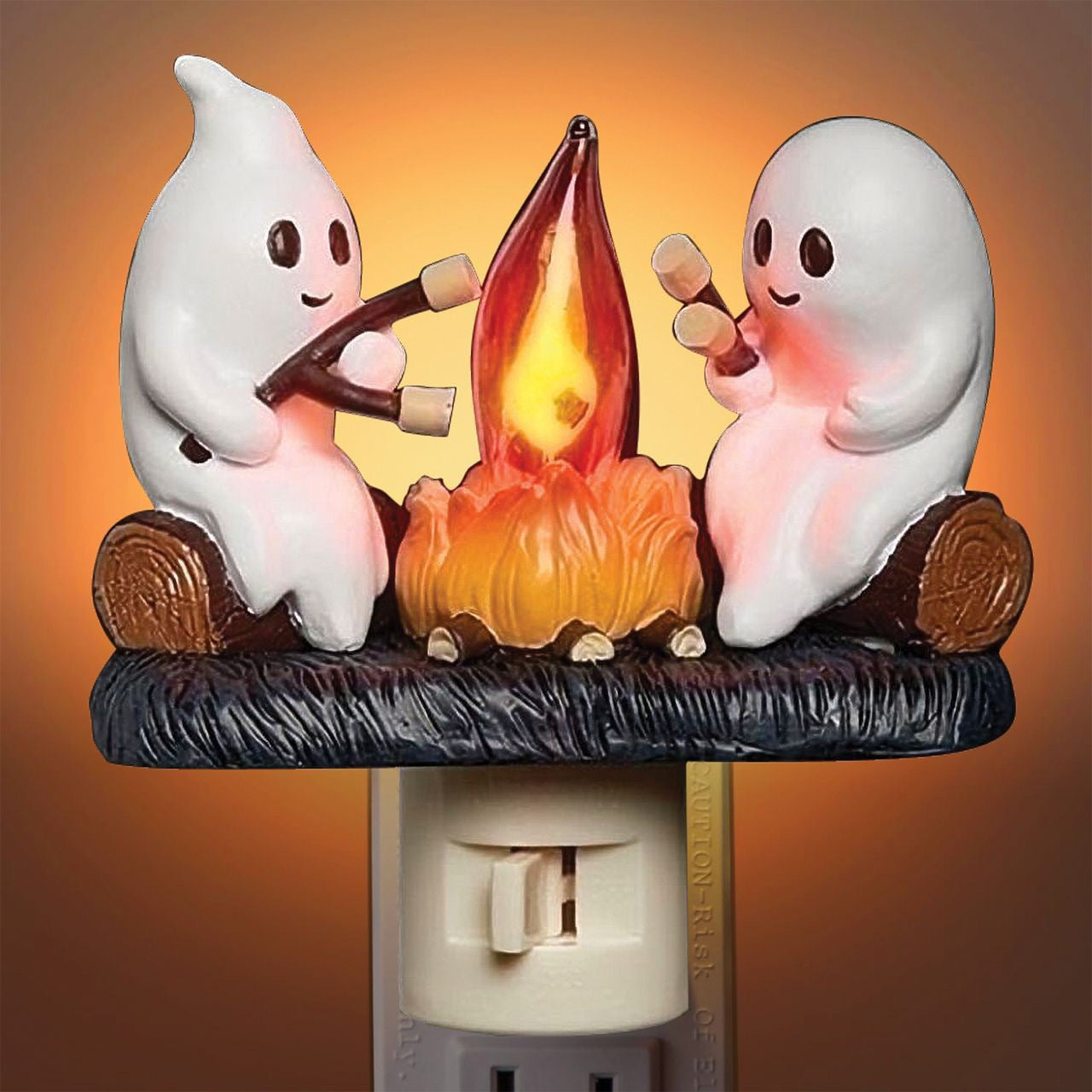 Halloween Ghost Campfire Flickering Flame Plug-in Wall Night Light