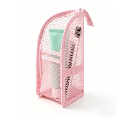 🧼 2‑Pack Quick‑Dry Mesh Hanging Toiletry Bag with Toothbrush Slots
