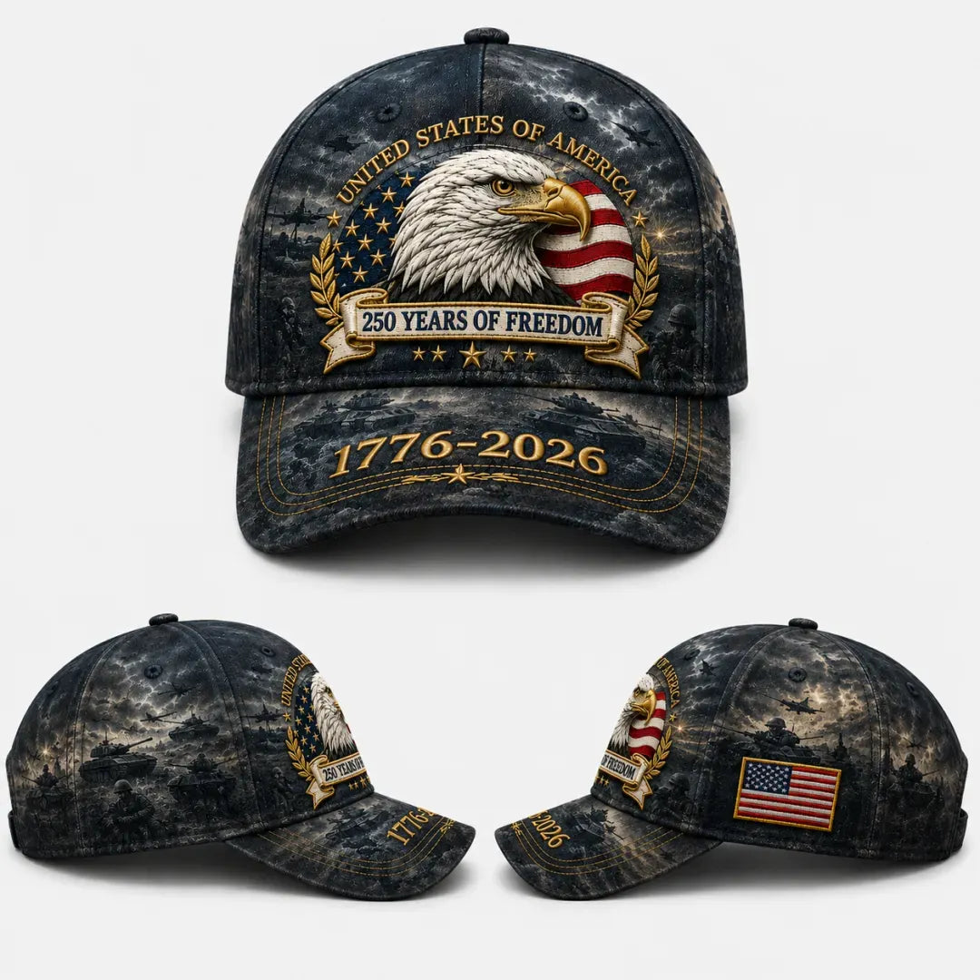 Vintage Eagle Patriotic Baseball Hat 250 Years American Freedom 1776-2026