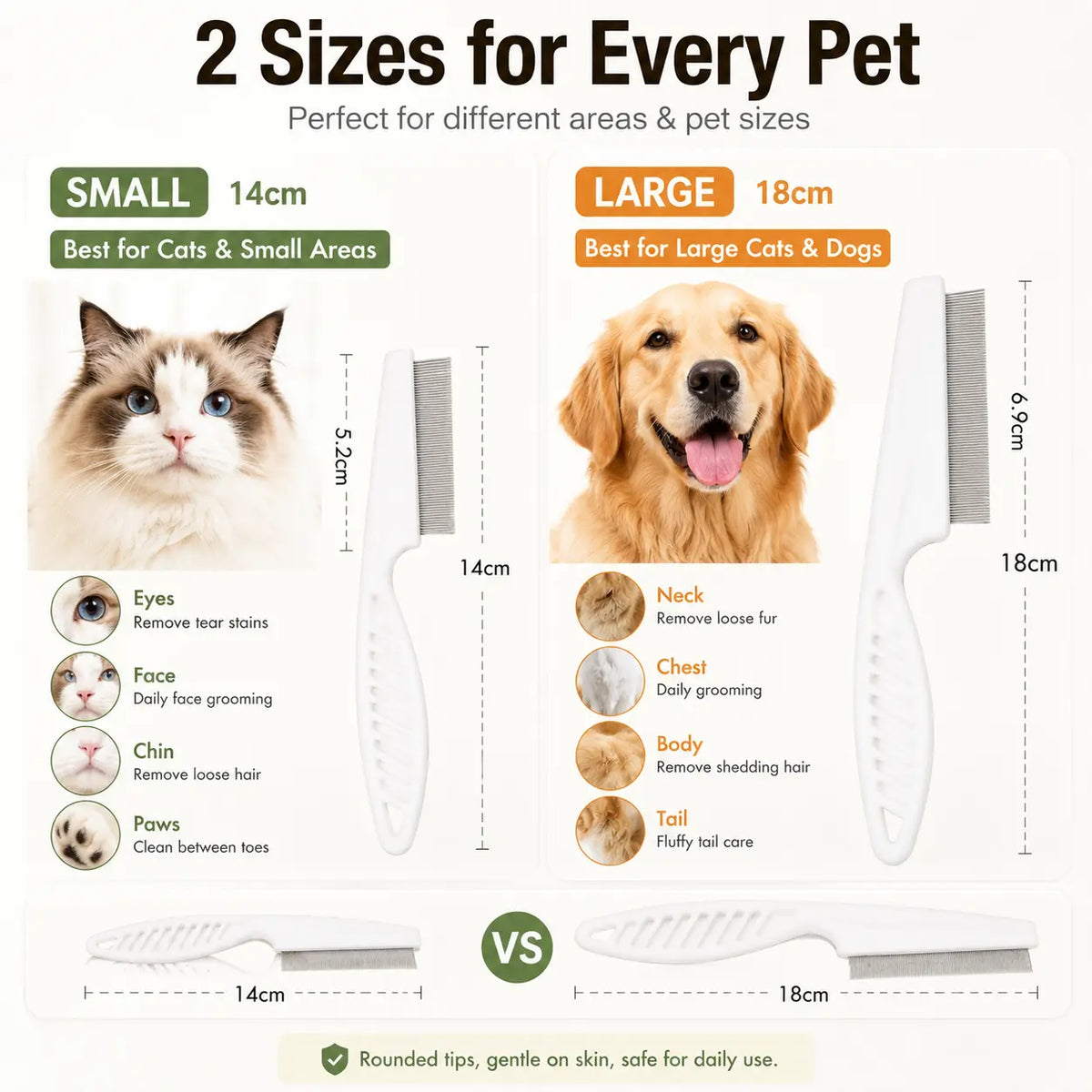 Pet Face Comb Set for Cats & Dogs, 2PCS