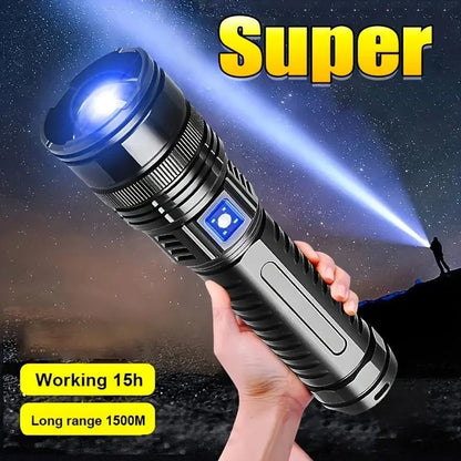 Portable 2‑in‑1 Flashlight Power Bank with Digital Power Display & Zoomable Light