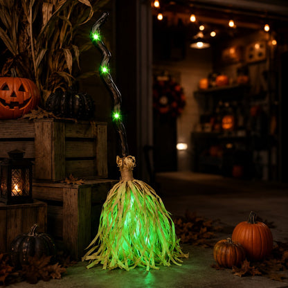 Animated Moving Witch Broom | Halloween Light & Sound Decor