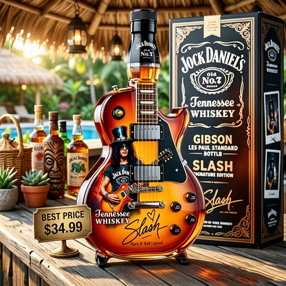 Vintage Sunburst Guitar Shaped Figurine Spirit Decanter Bottle