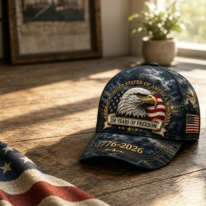 Vintage Eagle Patriotic Baseball Hat 250 Years American Freedom 1776-2026