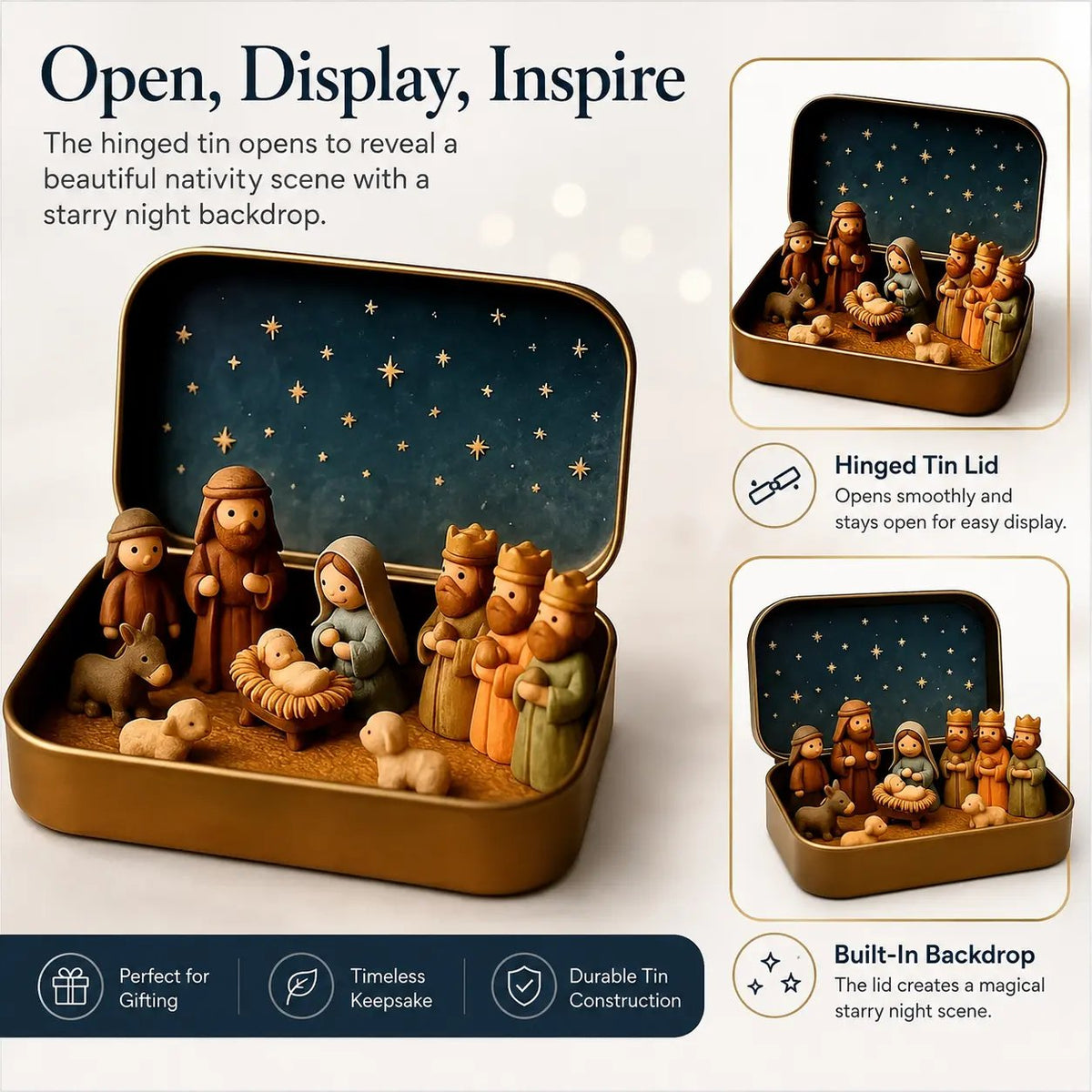 ✝️ Mini Nativity Scene Keepsake Tin — 🙏Pocket-Sized Christmas Holy Family Set