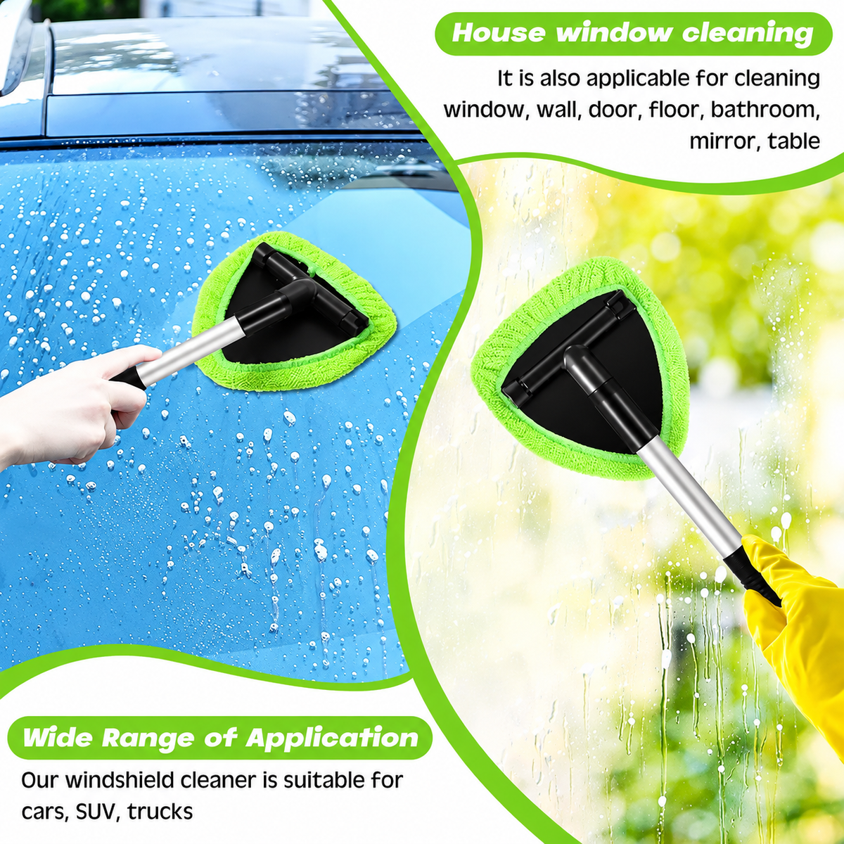 Windshield Cleaning Tool Set with Extendable Handle