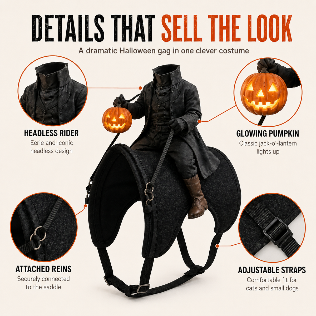 😺Headless Horseman Pet Halloween Costume🎃