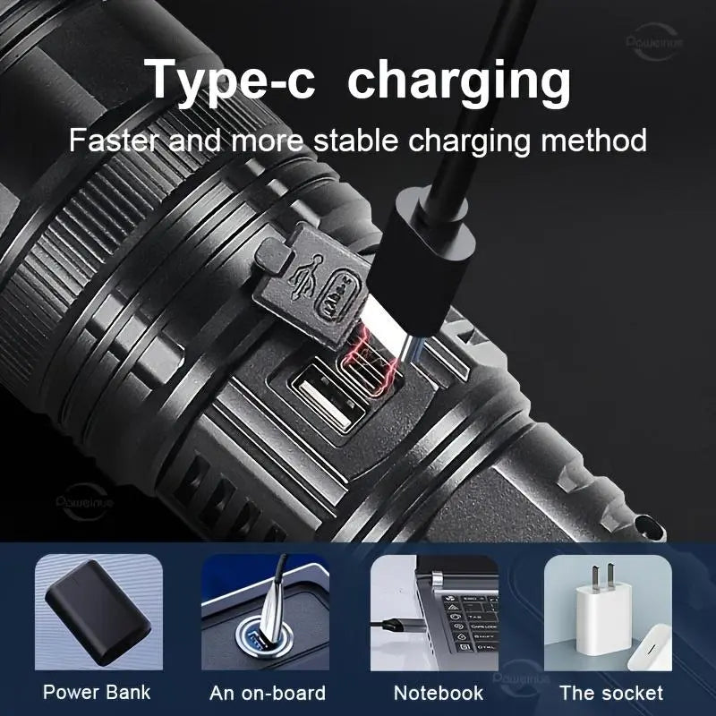 Portable 2‑in‑1 Flashlight Power Bank with Digital Power Display & Zoomable Light