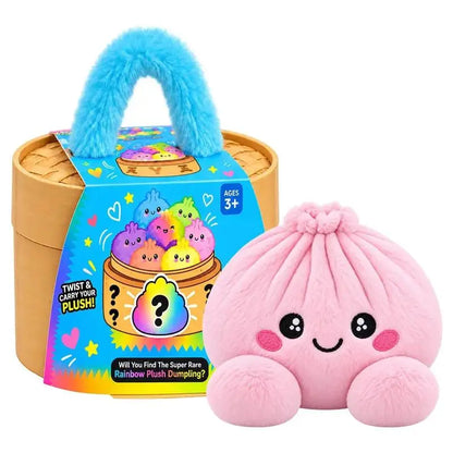 ✨Rainbow Dumpling Squishy Plush Toy with Imitation Bamboo Steamer, Christmas Decor Gift