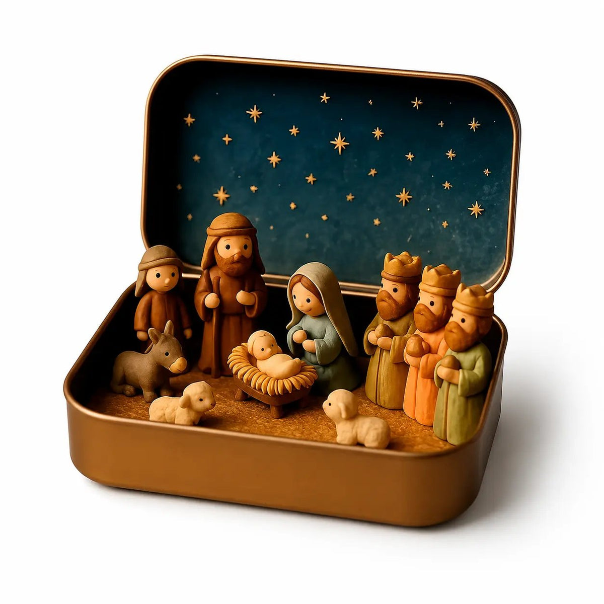 ✝️ Mini Nativity Scene Keepsake Tin — 🙏Pocket-Sized Christmas Holy Family Set
