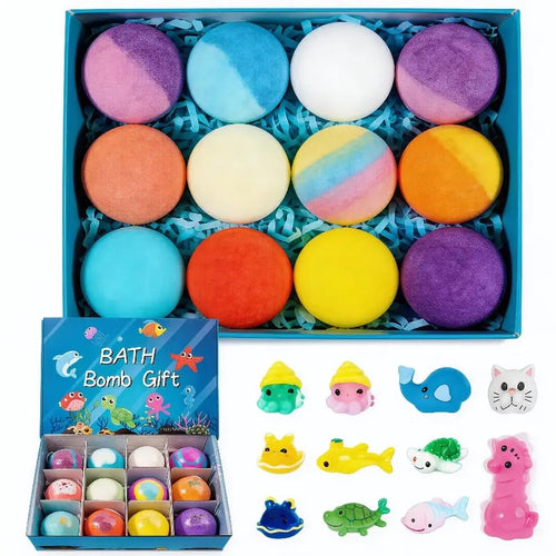 🔥🛁 Natural Bath Bombs for Kids with Mega Bubbles & Surprise Inside 🥚✨12 pcs[1 Box]