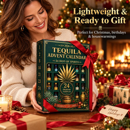 24‑Day Mini Tequila Bottle Advent Box, Holiday Countdown Bar & Tabletop Decor