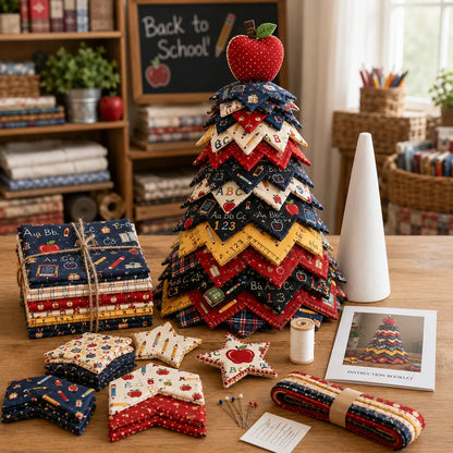 🎄Americana Christmas Tree Quilt Kit – Easy Layered Fabric Holiday Décor for Quilting Lovers