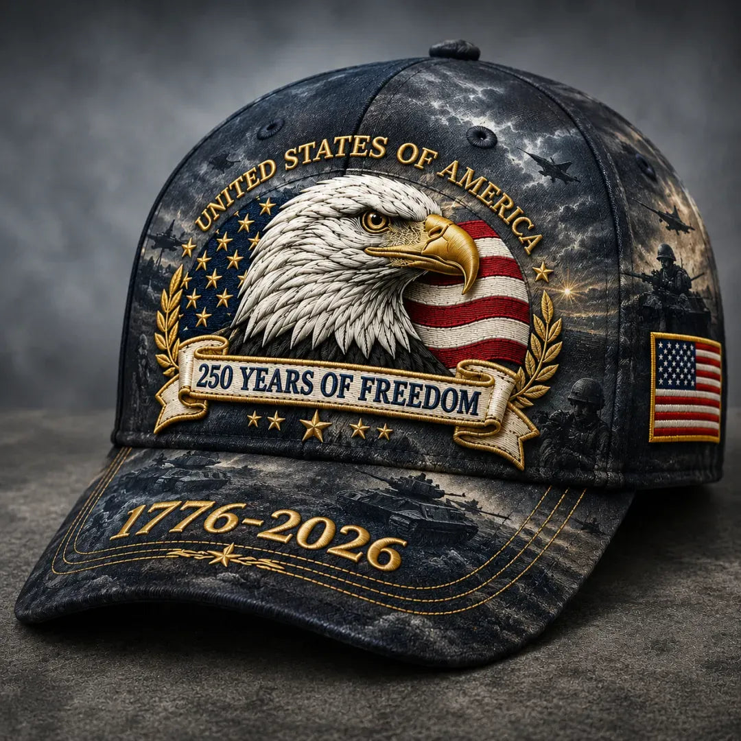 Vintage Eagle Patriotic Baseball Hat 250 Years American Freedom 1776-2026
