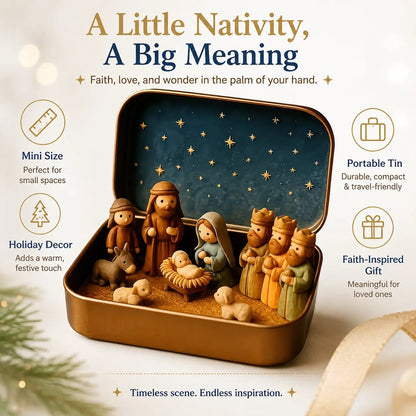 ✝️ Mini Nativity Scene Keepsake Tin — 🙏Pocket-Sized Christmas Holy Family Set