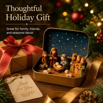 ✝️ Mini Nativity Scene Keepsake Tin — 🙏Pocket-Sized Christmas Holy Family Set