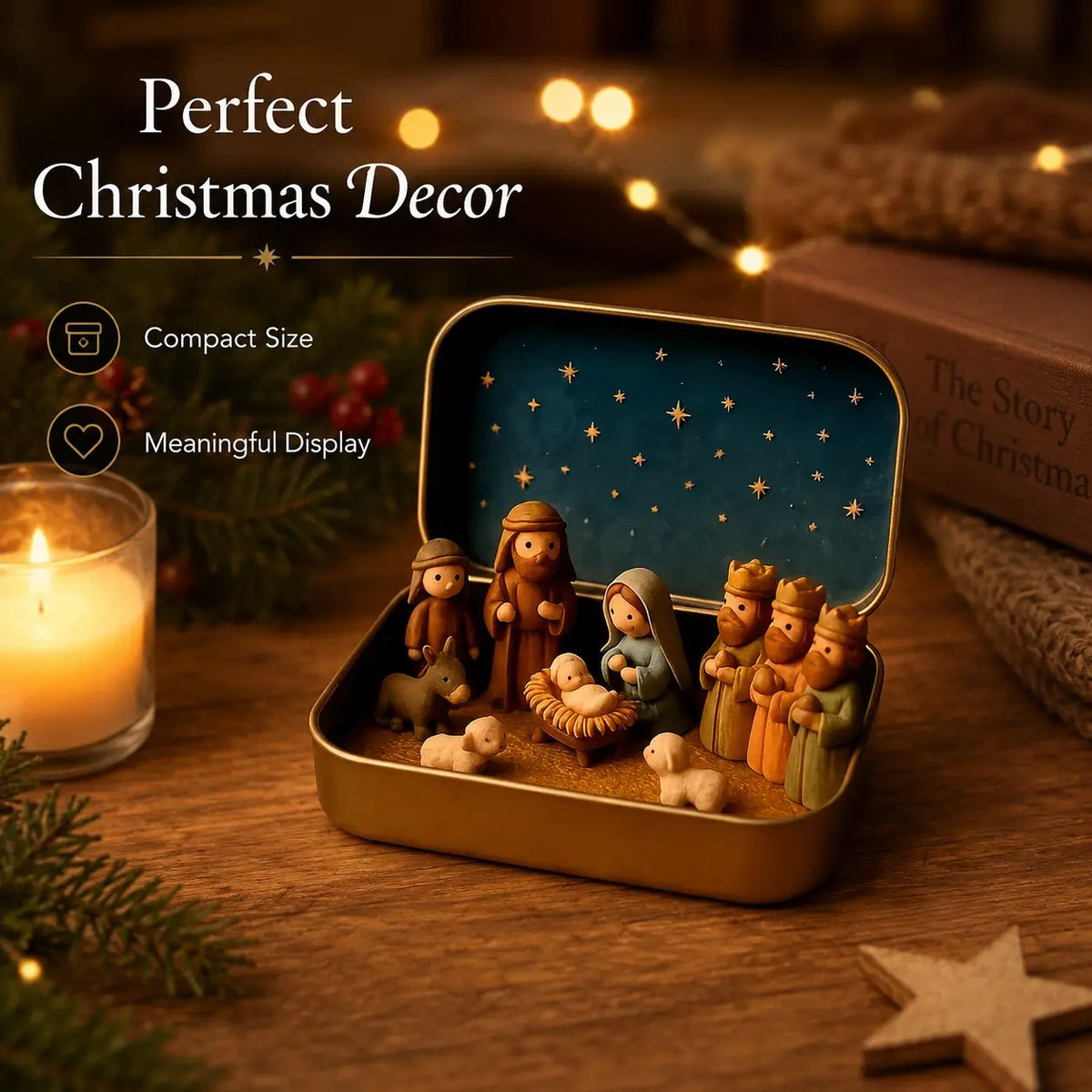 ✝️ Mini Nativity Scene Keepsake Tin — 🙏Pocket-Sized Christmas Holy Family Set