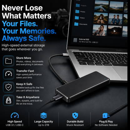 Portable External SSD – Protect Your Photos, Videos & Important Files