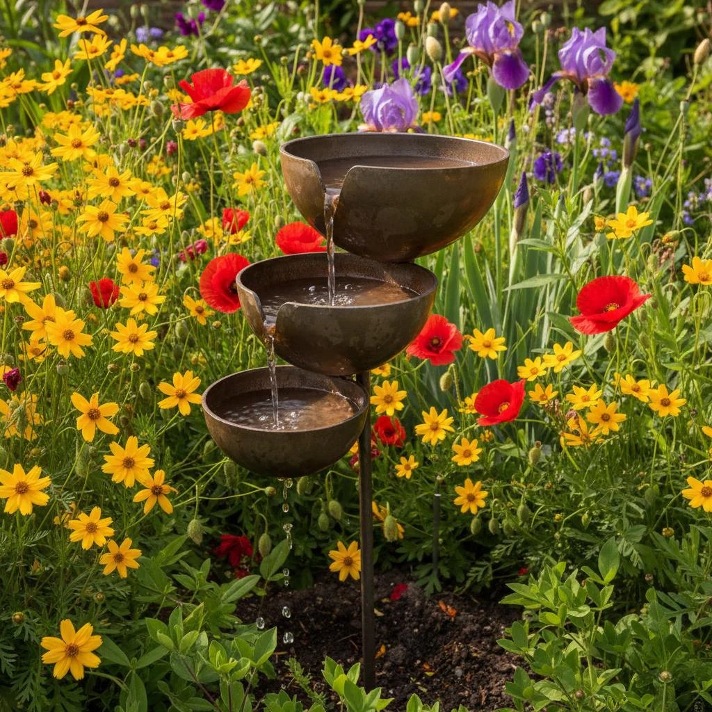 🌧️ Rain Catcher Self-Filling Bird Bath 🐦 Weatherproof Outdoor Garden Bird Water Bowl