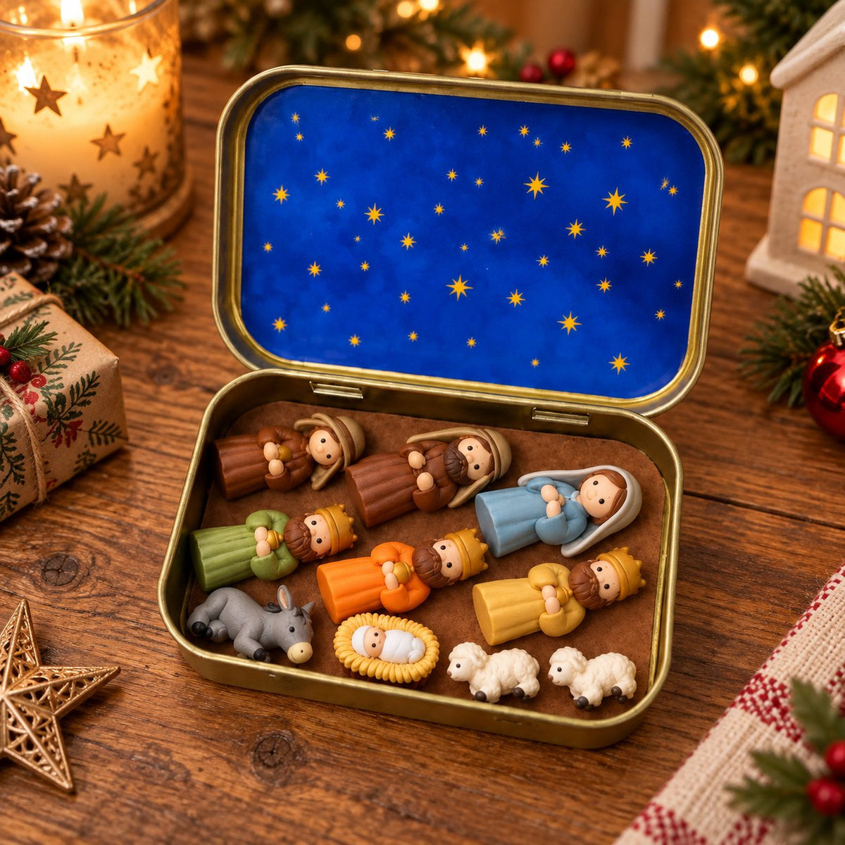 ✝️ Mini Nativity Scene Keepsake Tin — 🙏Pocket-Sized Christmas Holy Family Set