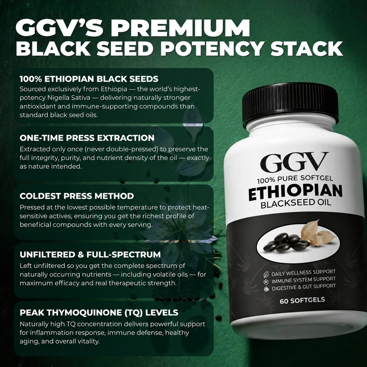 GGV Ethiopian Black Seed Oil Softgels - 60 Count