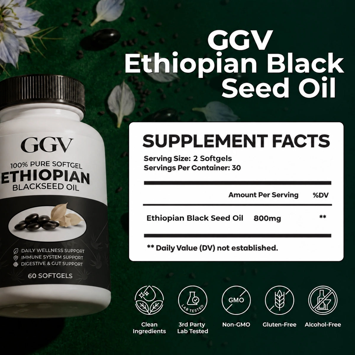 GGV Ethiopian Black Seed Oil Softgels - 60 Count