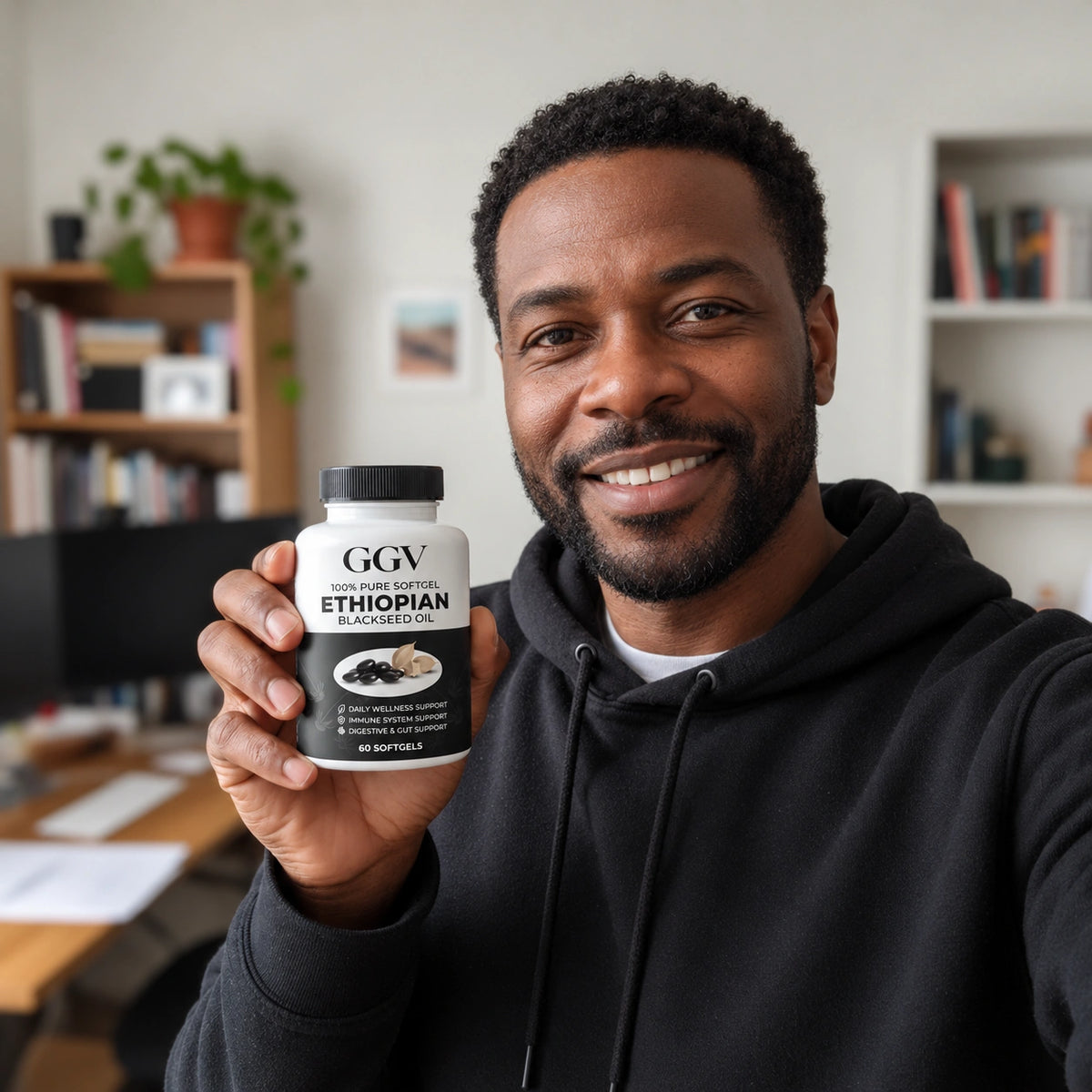 Illustrative lifestyle photo with GGV black seed oil