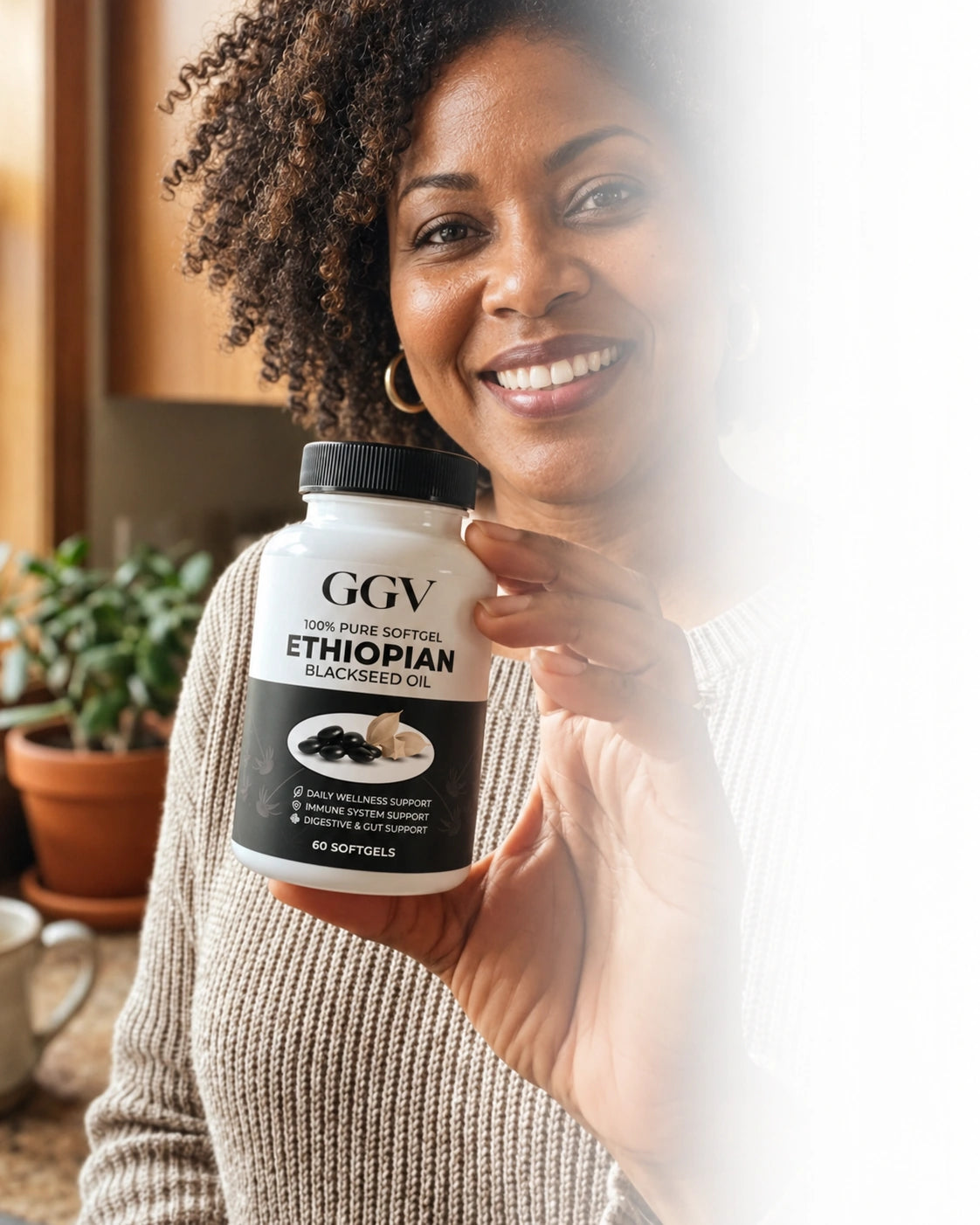 Illustrative lifestyle photo with GGV black seed oil