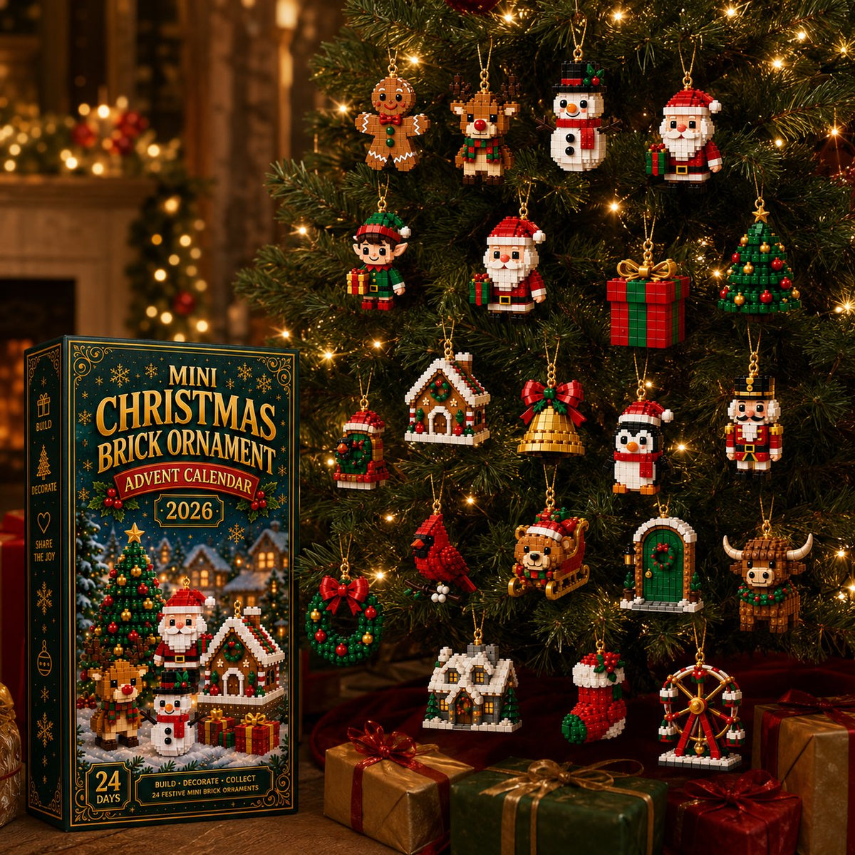 🎄 24-Day Mini Christmas Ornament Advent Calendar | 24 unique festive buildable designs with hanging loops