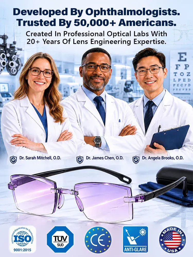 Diamond‑Cut Smart Zoom Reading Glasses, Comfortable Daily Eyewear