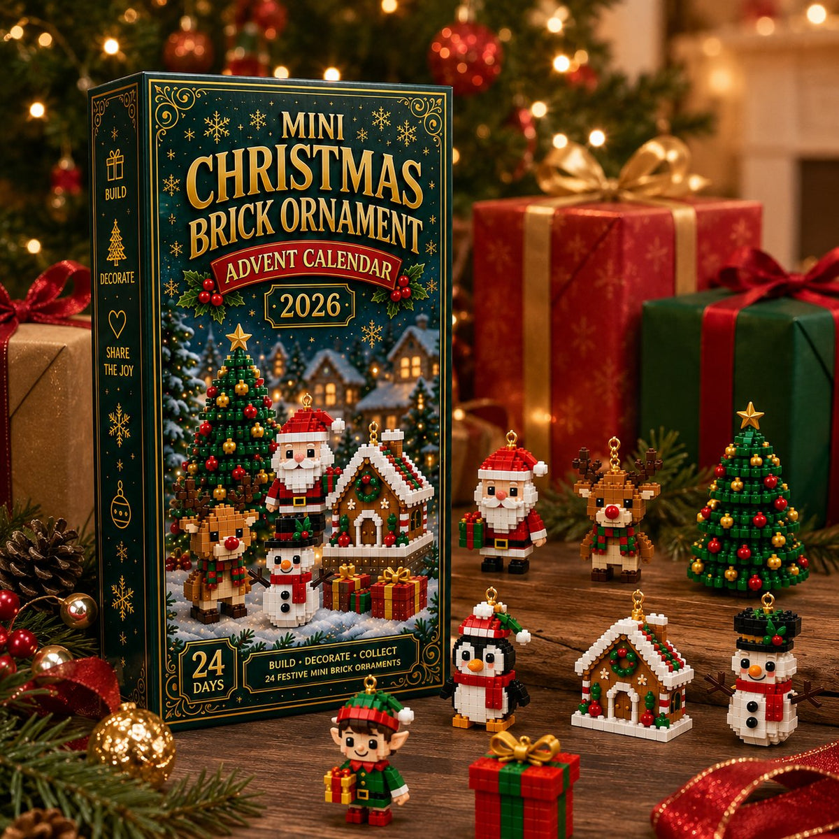 🎄 24-Day Mini Christmas Ornament Advent Calendar | 24 unique festive buildable designs with hanging loops