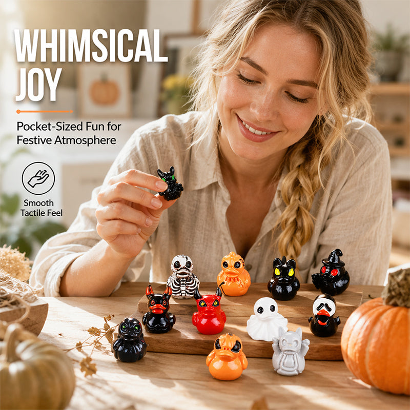 🎃40 Pcs Halloween Mini Resin Ducks (Devil, Ghost, & Skeleton Designs)