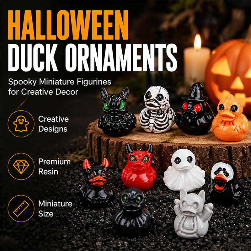 🎃40 Pcs Halloween Mini Resin Ducks (Devil, Ghost, & Skeleton Designs)