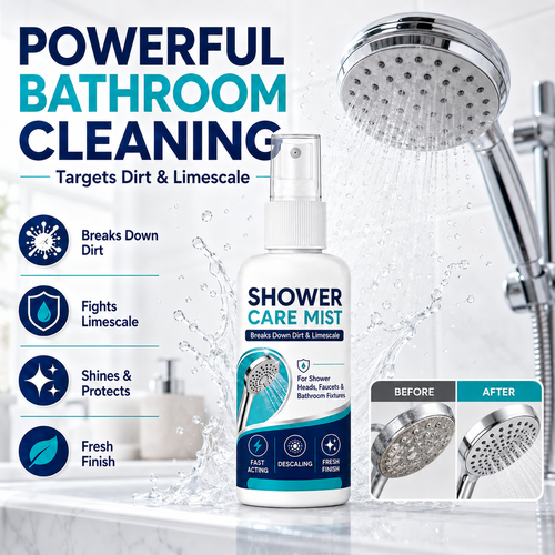 🚿✨Fast-Acting Shower Limescale Remover Spray, Cleans Hard Water Stains 🧼
