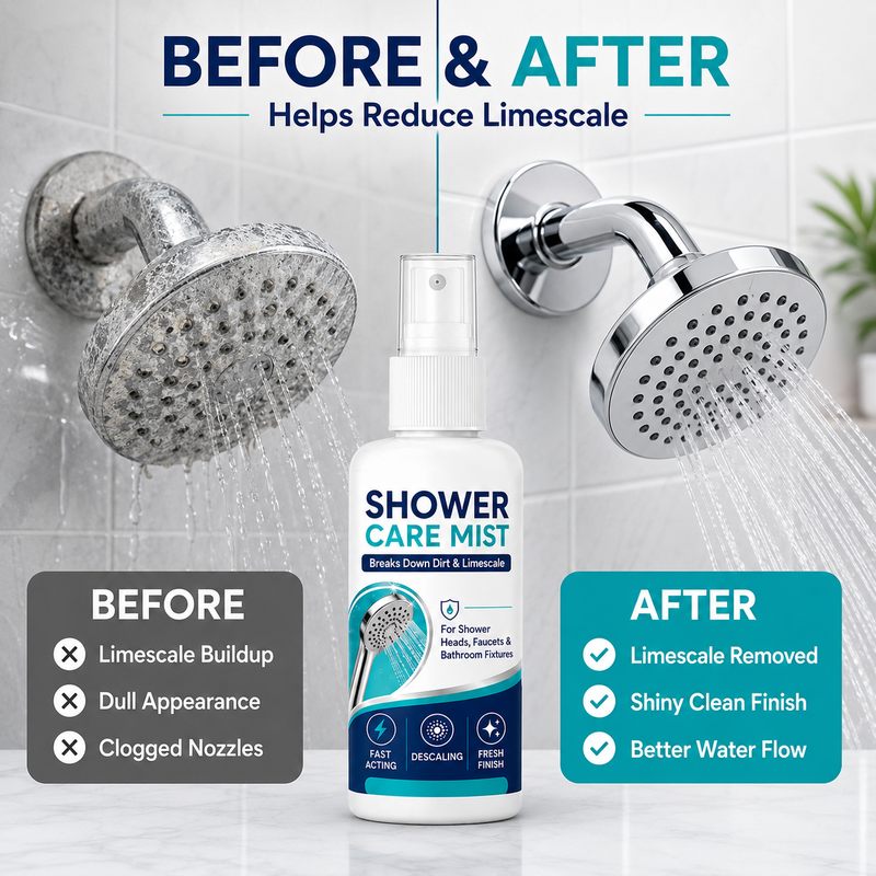 🚿✨Fast-Acting Shower Limescale Remover Spray, Cleans Hard Water Stains 🧼