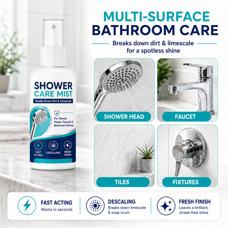 🚿✨Fast-Acting Shower Limescale Remover Spray, Cleans Hard Water Stains 🧼
