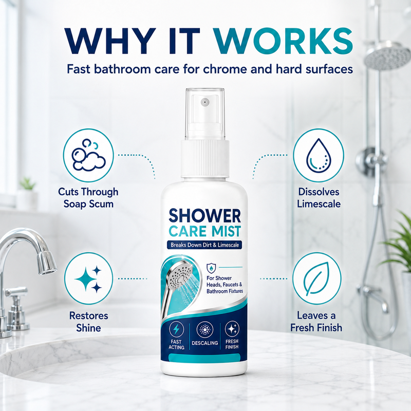 🚿✨Fast-Acting Shower Limescale Remover Spray, Cleans Hard Water Stains 🧼