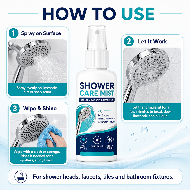 🚿✨Fast-Acting Shower Limescale Remover Spray, Cleans Hard Water Stains 🧼