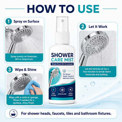 🚿✨Fast-Acting Shower Limescale Remover Spray, Cleans Hard Water Stains 🧼