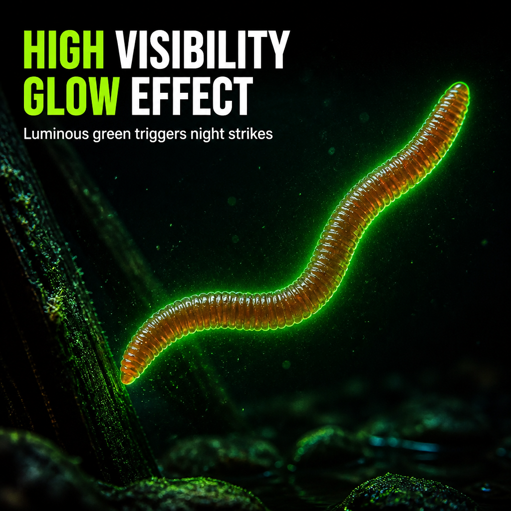 ⏰Simulation Earthworm Soft Fishing Lures Shrimp Scented Artificial Worm Baits for Freshwater