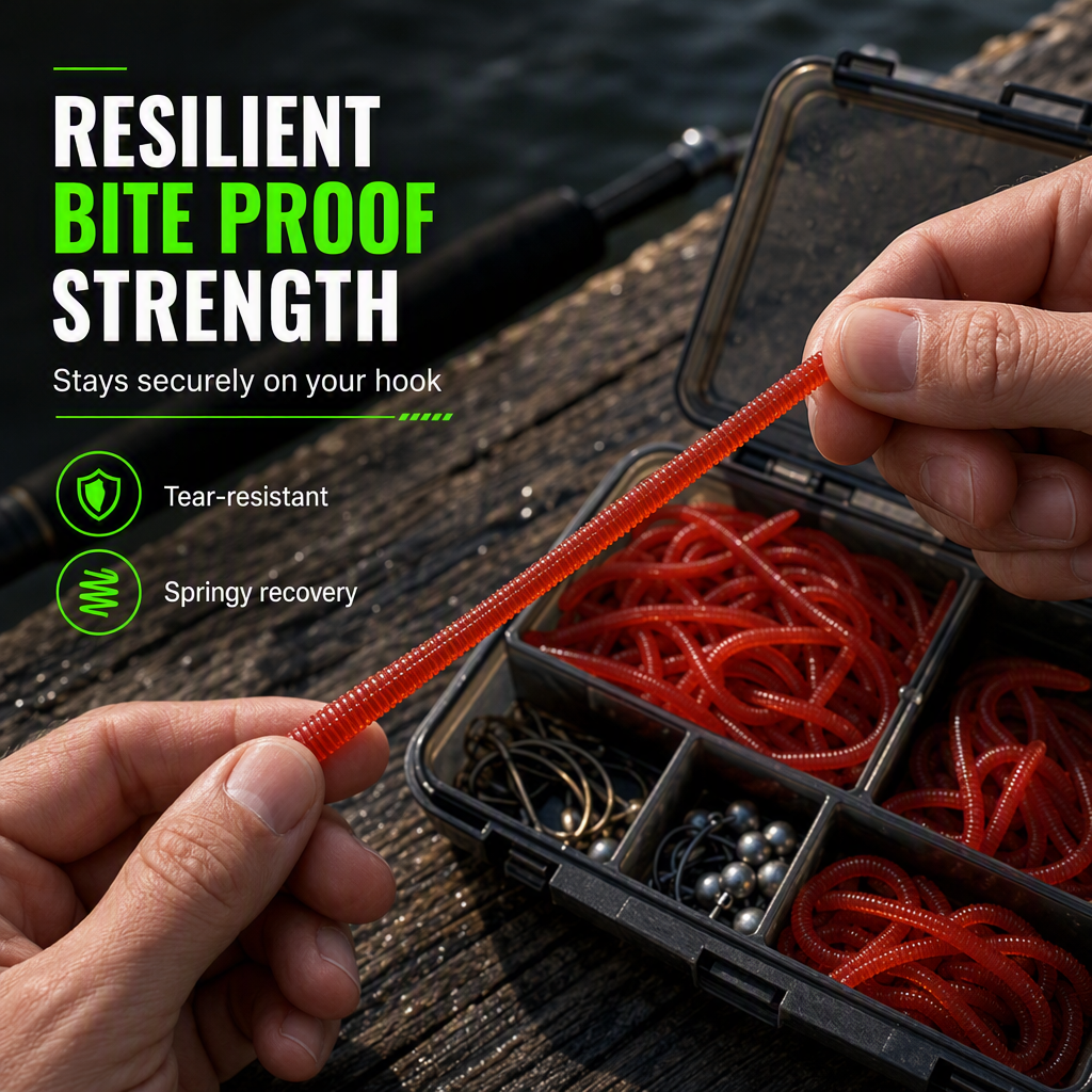⏰Simulation Earthworm Soft Fishing Lures Shrimp Scented Artificial Worm Baits for Freshwater