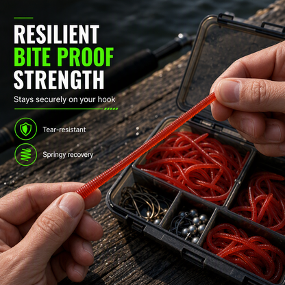 ⏰Simulation Earthworm Soft Fishing Lures Shrimp Scented Artificial Worm Baits for Freshwater