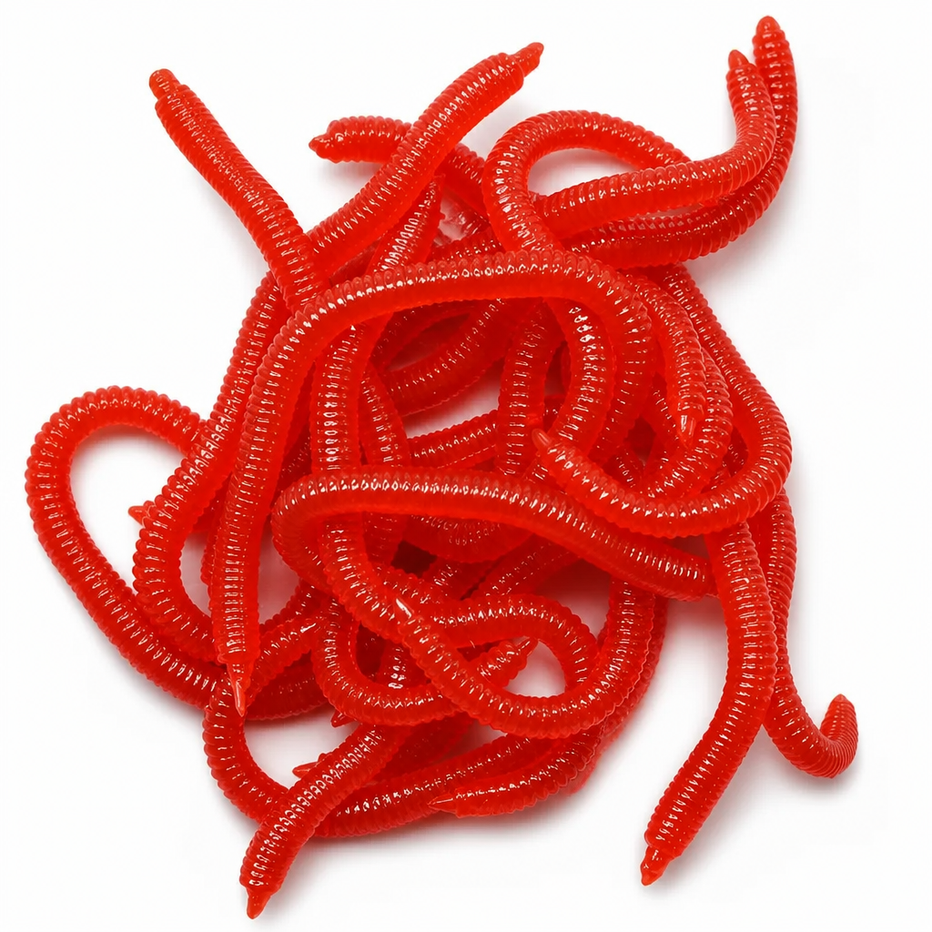 ⏰Simulation Earthworm Soft Fishing Lures Shrimp Scented Artificial Worm Baits for Freshwater